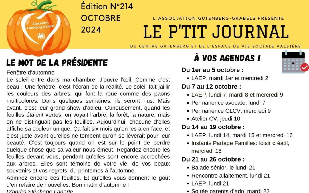 LE P’TIT JOURNAL D’OCTOBRE 2024